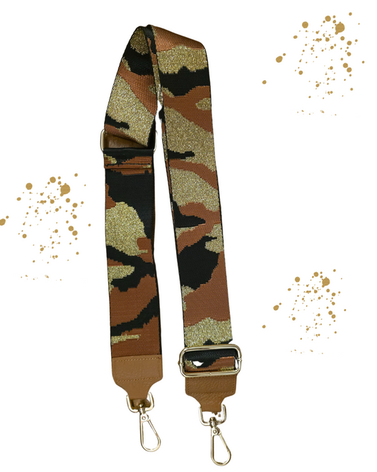 Bagstrap Zwart/Bruin/Goud Camouflage