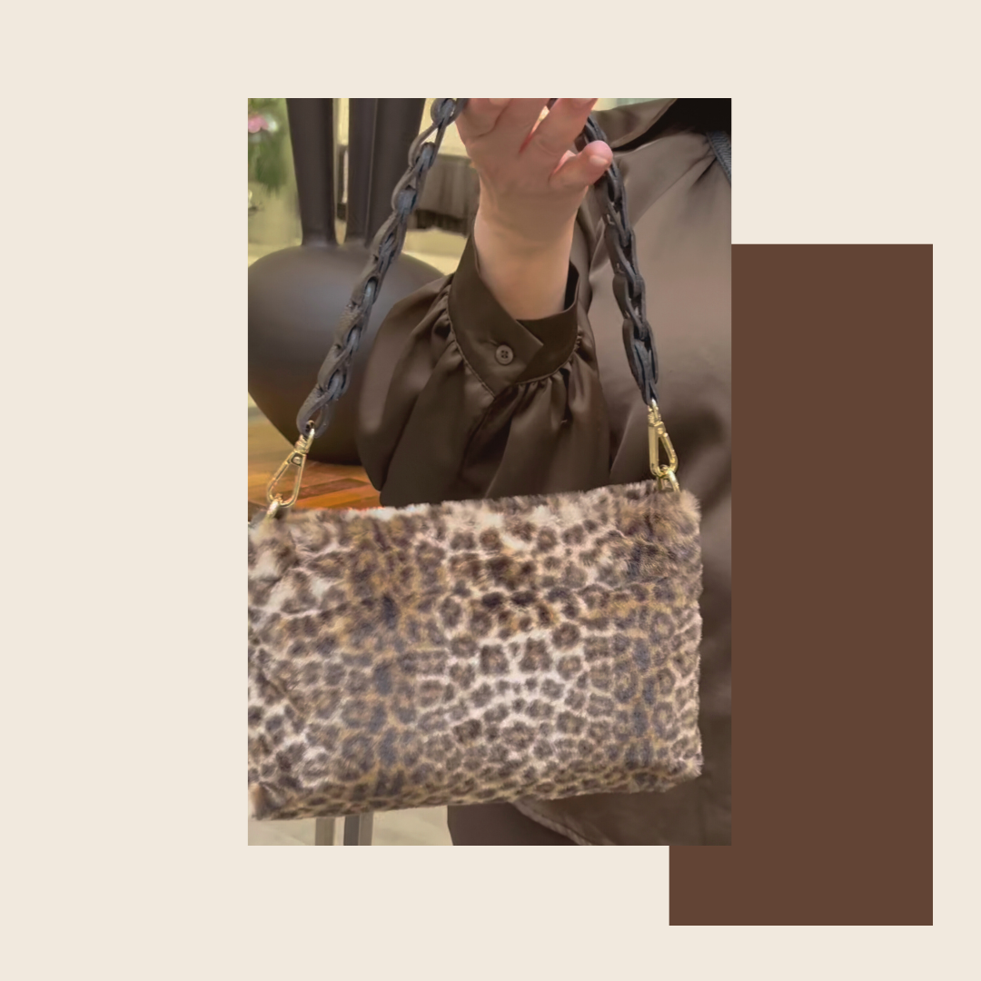 Fluffy Tasje met Leopardprint( imitatiebont)