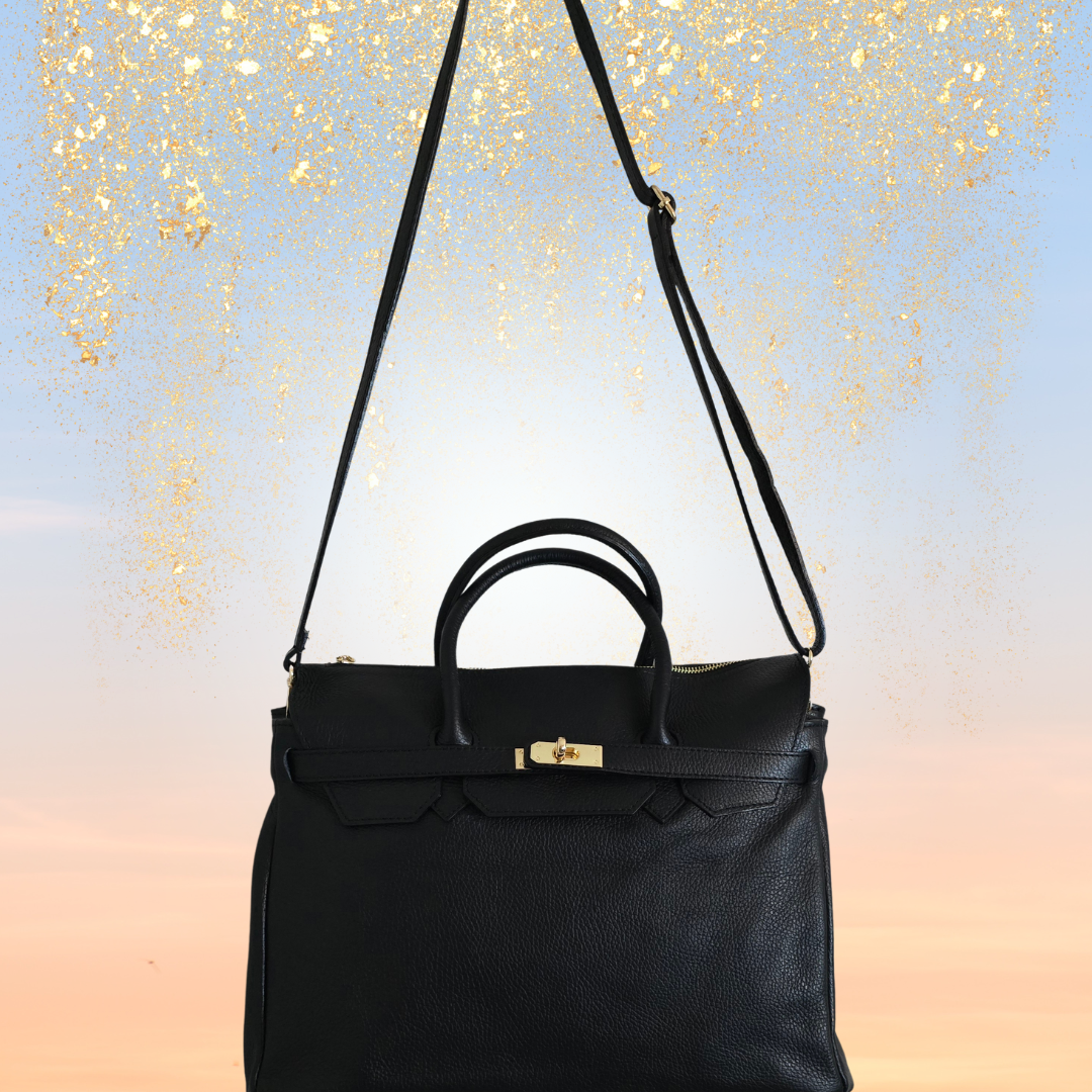 Luxe Grote Leren Tas met Gouden Details