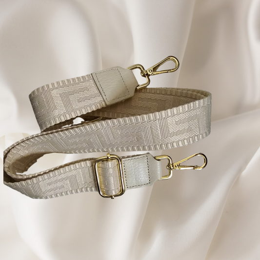 Bagstrap beige met  patronen